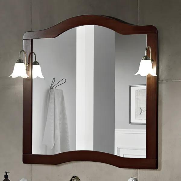 Specchio da bagno 100 cm in stile classico con cornice e 2 applique LONDON noce