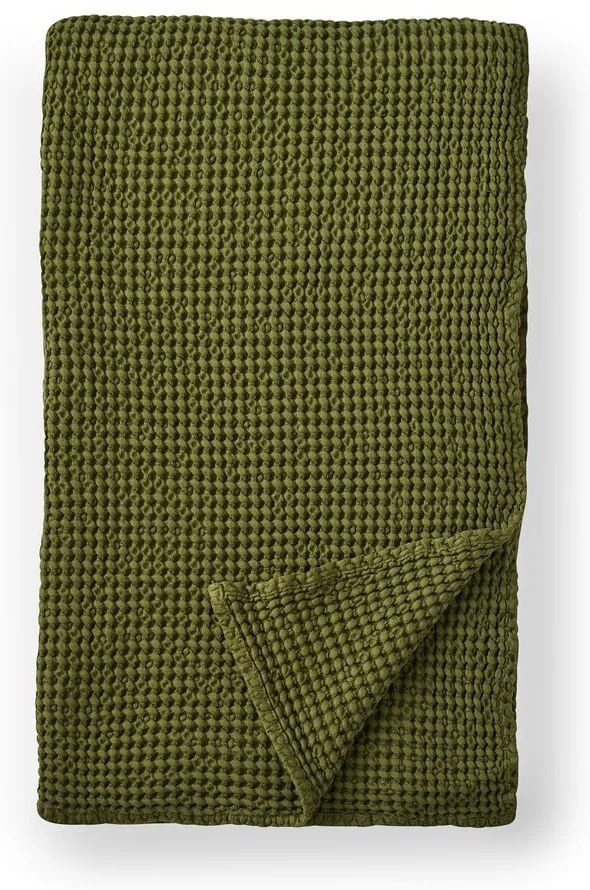 Coperta verde in cotone 150x200 cm Jaipur Chunky Waffle – Pineapple Elephant