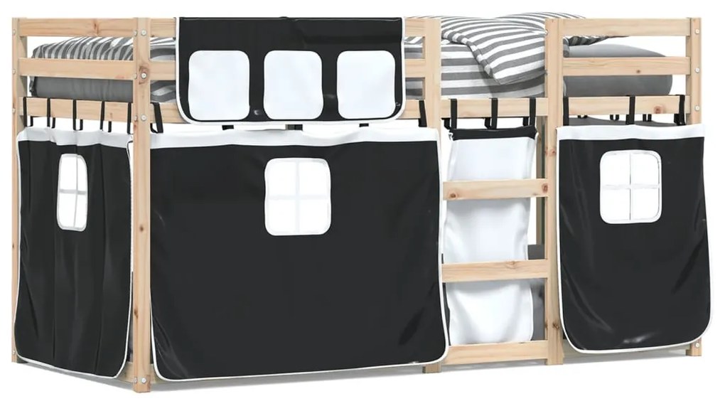 Letto A Castello Senza Materasso Bianco E Nero 90x200cm İn Pino /
