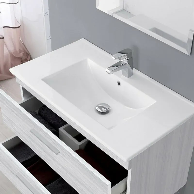 Mobile bagno sospeso 80 cm grigio con 2 cassettoni soft-close Desya