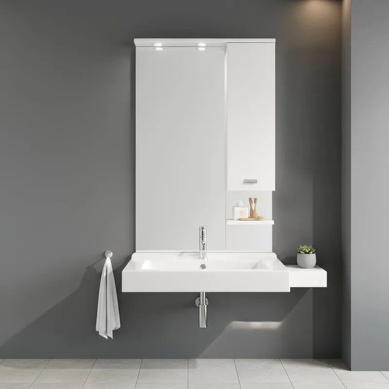 Specchio Contenitore Con Illuminazione Rimini lucido bianco L 70 x H 108 x P 18.5 cm