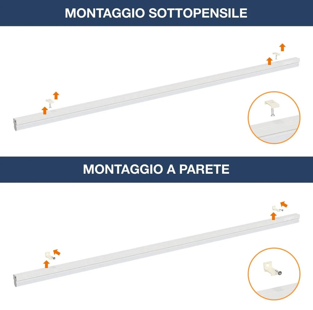 Tubo LED Integrato T5 18W 120cm CCT Bianco Variabile Angolo 160°