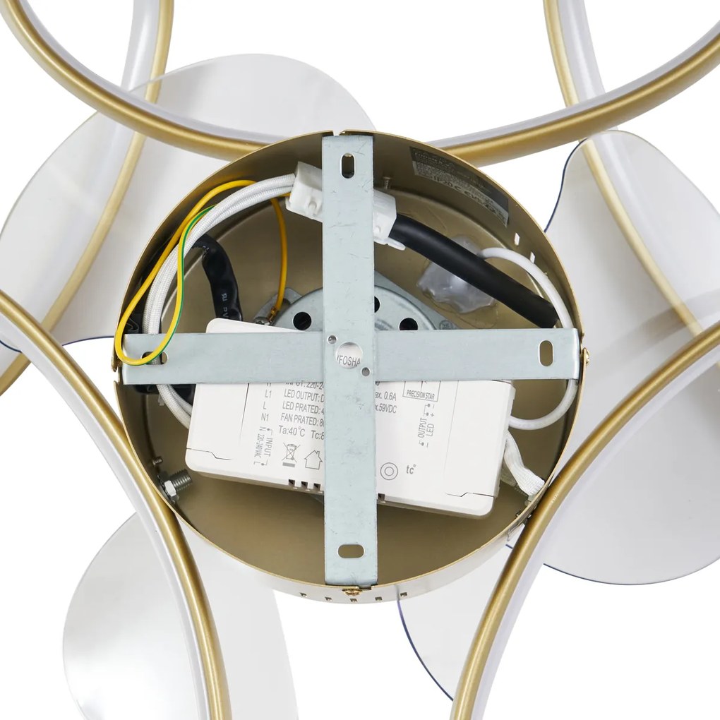 Ventilatore da soffitto ottone 55 cm con LED dimmerabile con telecomando - Mandy