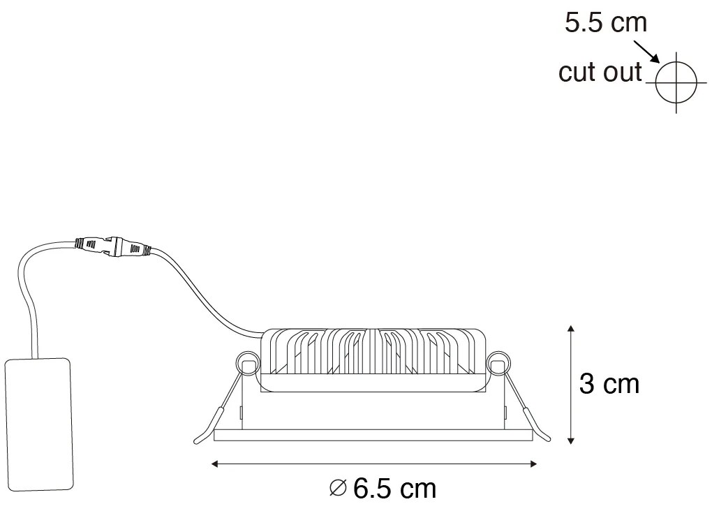 Set di 6 faretti da incasso orientabili bianchi, 6.5cm, LED integrato, IP54, Ultra Slim - Pupil