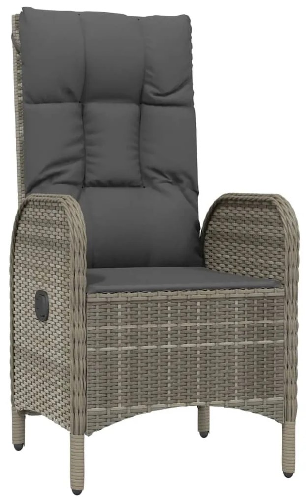 Set da Pranzo da Giardino 5 pz con Cuscini in Polyrattan Grigio