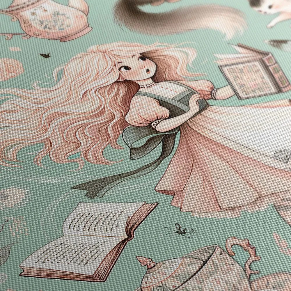 Quadro su tela – Ragazza magica e coniglietti