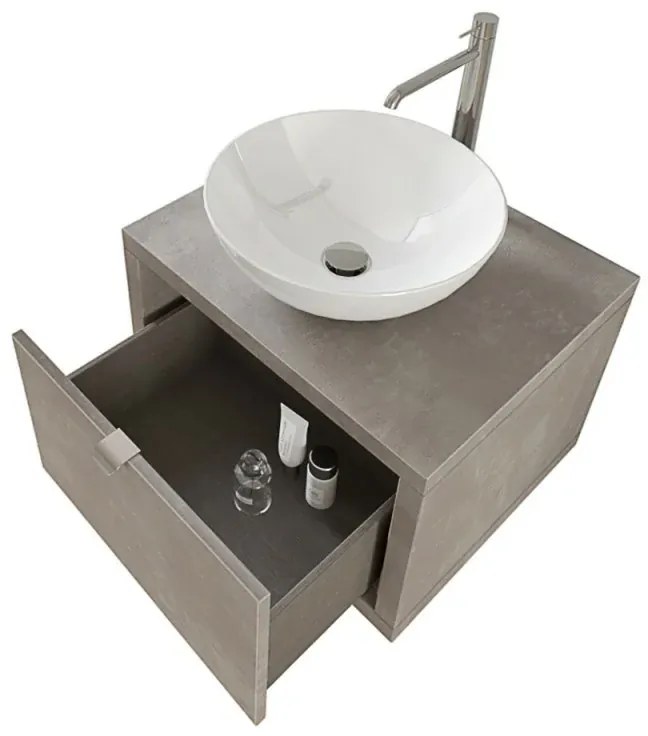 Mobile bagno sospeso 60 cm grigio cemento Master lavabo 40 e specchio