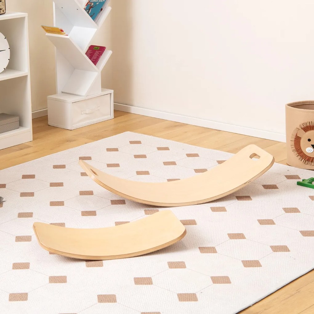 Costway Tavole di equilibrio in legno da 2 pezzi per adulti bambini, Tavole di equilibrio per l’allenamento Naturale