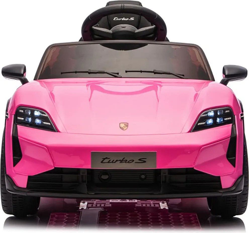 Macchina Elettrica per Bambini Porsche Taycan Turbo S 12V con Telecomando Bluetooth Luci LED e Tappetini Rosa...