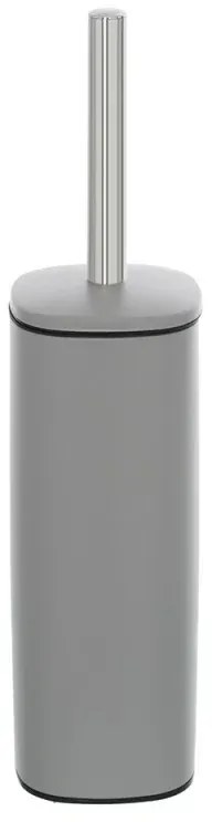 Portascopino grigio opaco con setole nere e contenitore estraibile