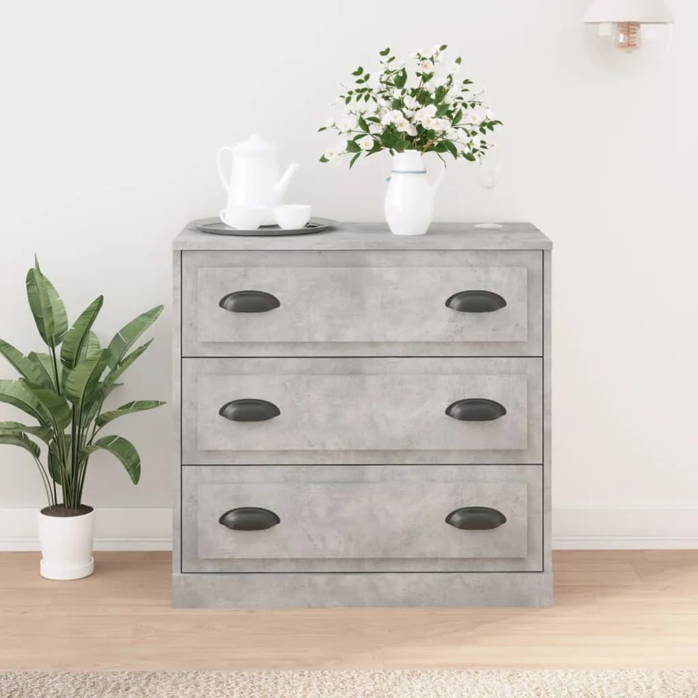 Credenza Grigio Cemento 70x35,5x67,5 Cm İn Legno Multistrato /