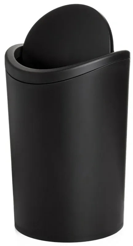 Pattumiera bagno in polipropilene nero 6 Lt con coperchio basculante