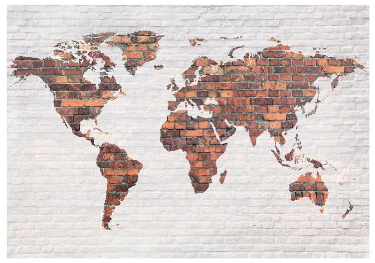 Fotomurale World Map: Brick Wall