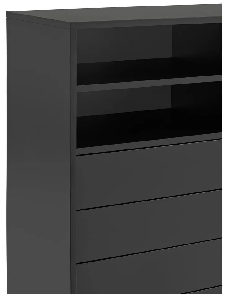 Cassettiera alta nero-antracite con ante scorrevoli 120x140 cm Nube - Teulat