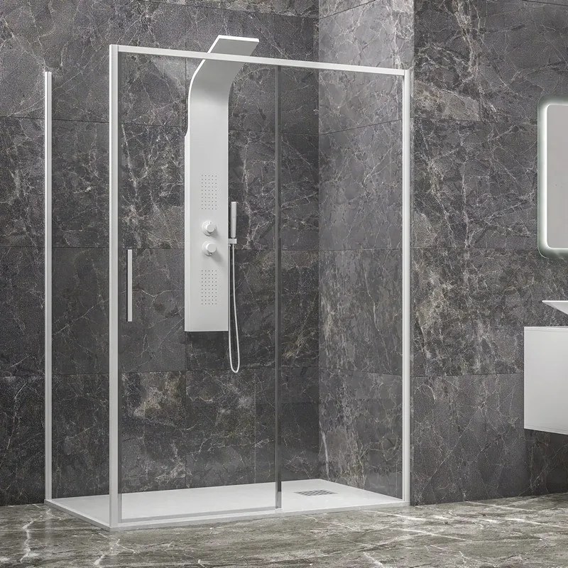 Cabina doccia 80x110 colore bianco vetro 6mm altezza 200h | KLA-4000W - KAMALU