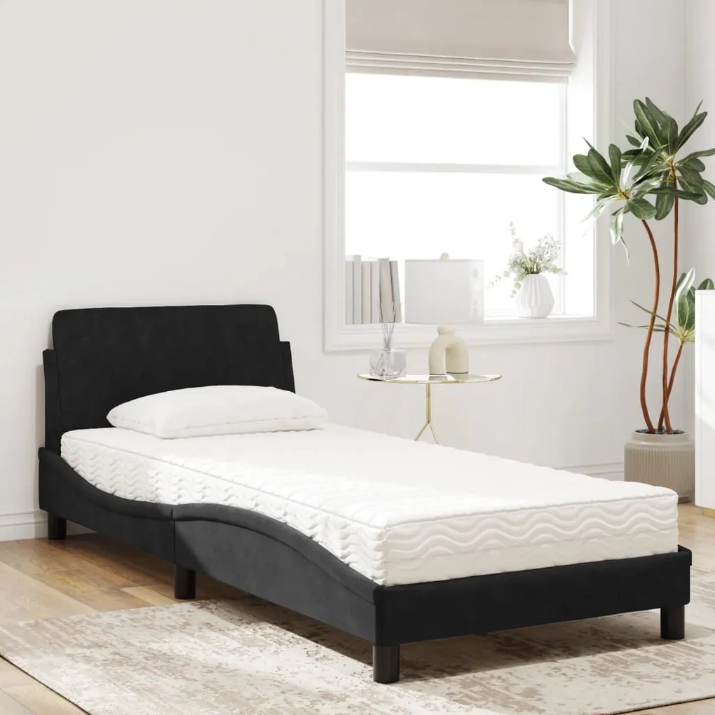 Letto con materasso nero 80x200 cm in velluto