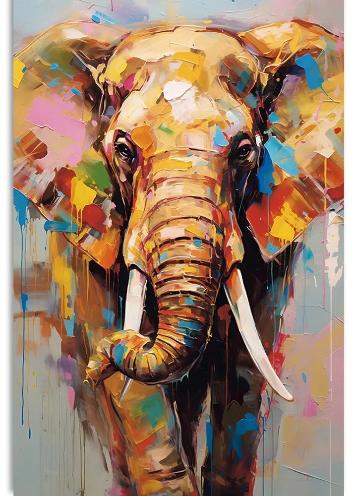 Quadro su tela – Elefante stiloso con imitazione di pittura