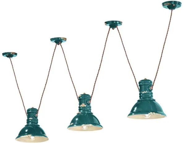 Sospensione 3 luci industrial verde c1692(viv)