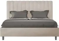 Letto imbottito Matrimoniale 160x210 cm Agueda - Contenitore,Microfibra,Sabbia