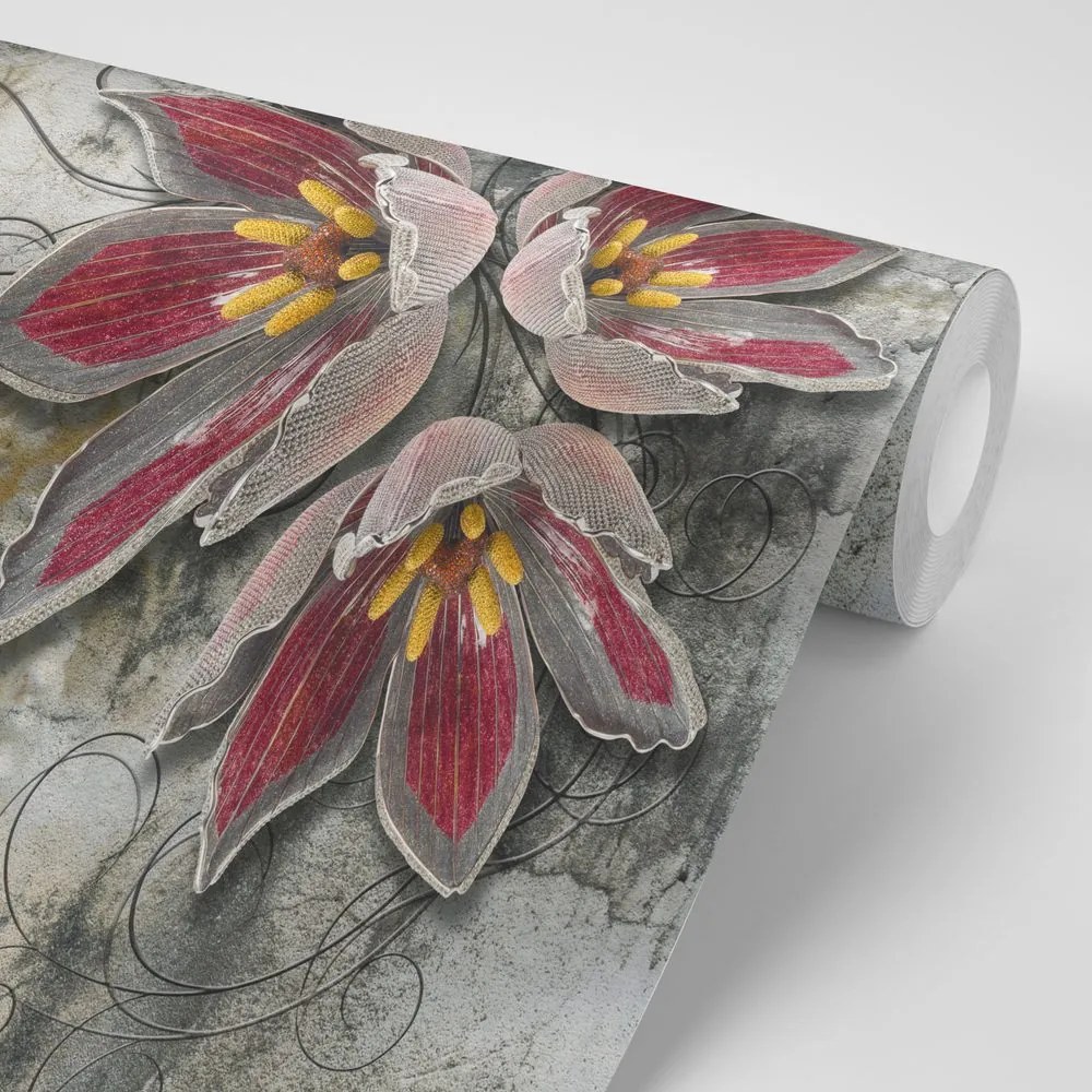 Carta da parati – Fiori con perle