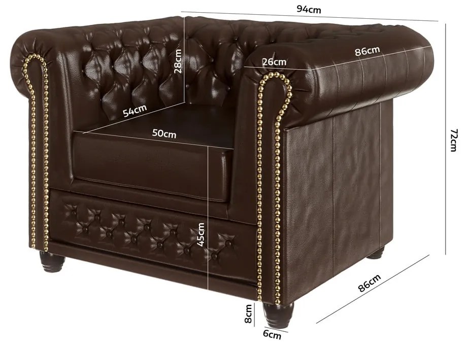 Poltrona in similpelle marrone scuro York - Ropez