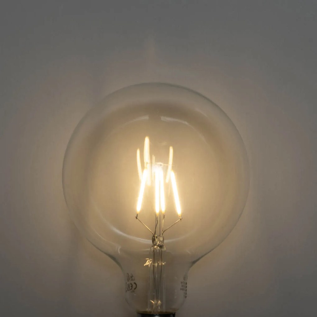 Set di 5 lampadine LED E27 dimmerabili a 3 fasi con filamento a spirale G125 4W 450 lm 2700K
