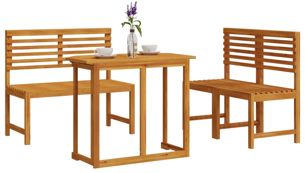 Set da pranzo da giardino 4 pezzi in legno di acacia massello