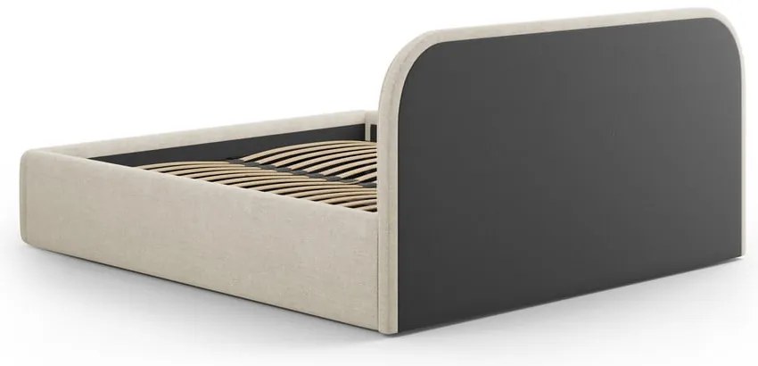 Letto matrimoniale imbottito color crema con contenitore con rete inclusa 200x200 cm Juno – Windsor &amp; Co Sofas