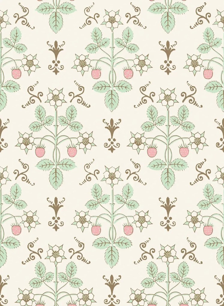 Cole & Son Carta da parati Strawberry - Blush & Mint on Pastel
