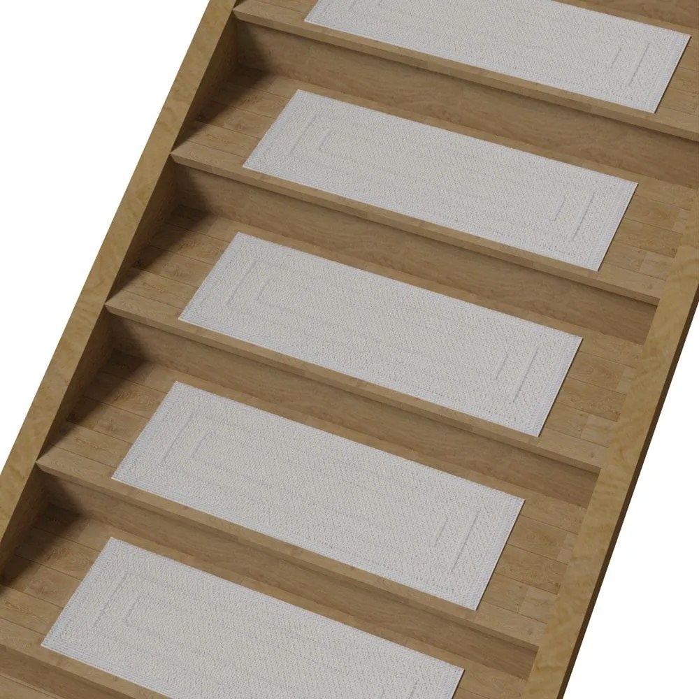 Passatoia per scale color crema in cotone set da 16 pz 25x65 cm Tablo Krem - Vitaus