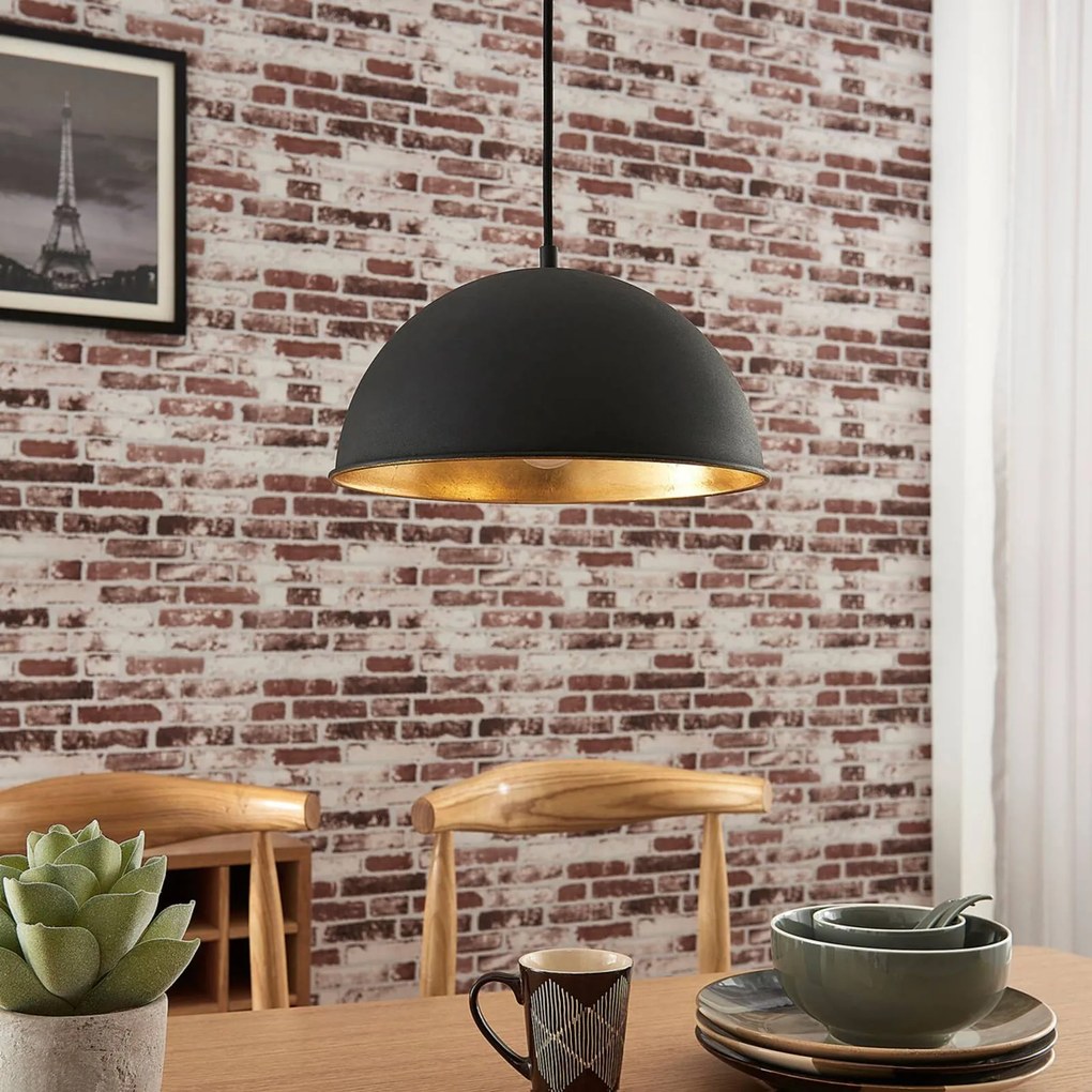 Lindby lampada a sospensione Leya, nero/oro, metallo, Ø 30 cm, E27