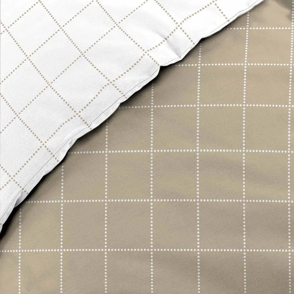 Set copripiumino e federa bianco/beige in cotone per letto singolo 140x200 cm Cadria – douceur d'intérieur