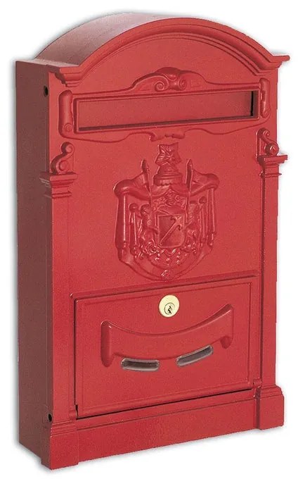 Cassetta postale ALUBOX  RESIDENCE MAXI formato rivista in alluminio rosso opaco L 30 x P 9.5 x H 46 cm