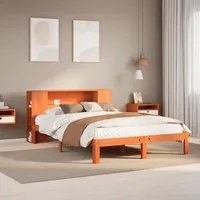 Letto Libreria senza Materasso Marrone Cera 140x190 cm in Pino 3322527