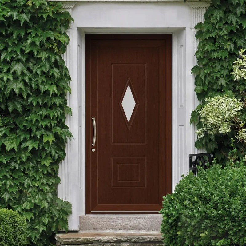 Portoncino d'ingresso Classic2 L 90 x H 210 cm in PVC noce, apertura spingere a destra