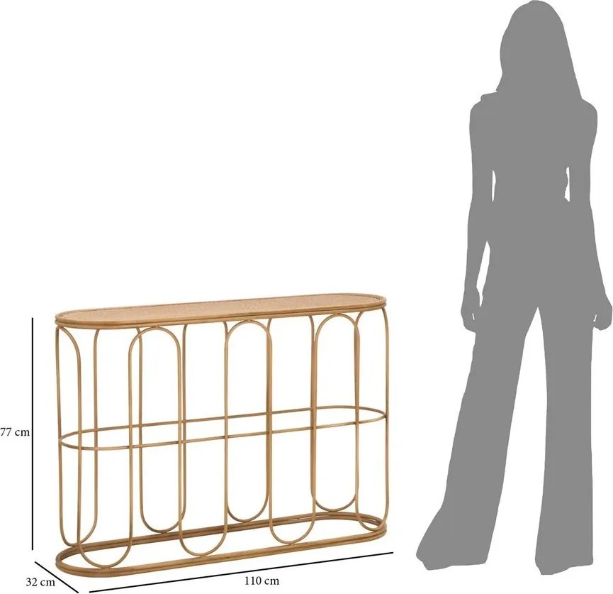 Tavolo consolle di colore naturale in rattan 32x110 cm Samui – Mauro Ferretti