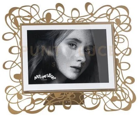 Portafoto di design scarabocchio grande orizzontale oro laccato in ...