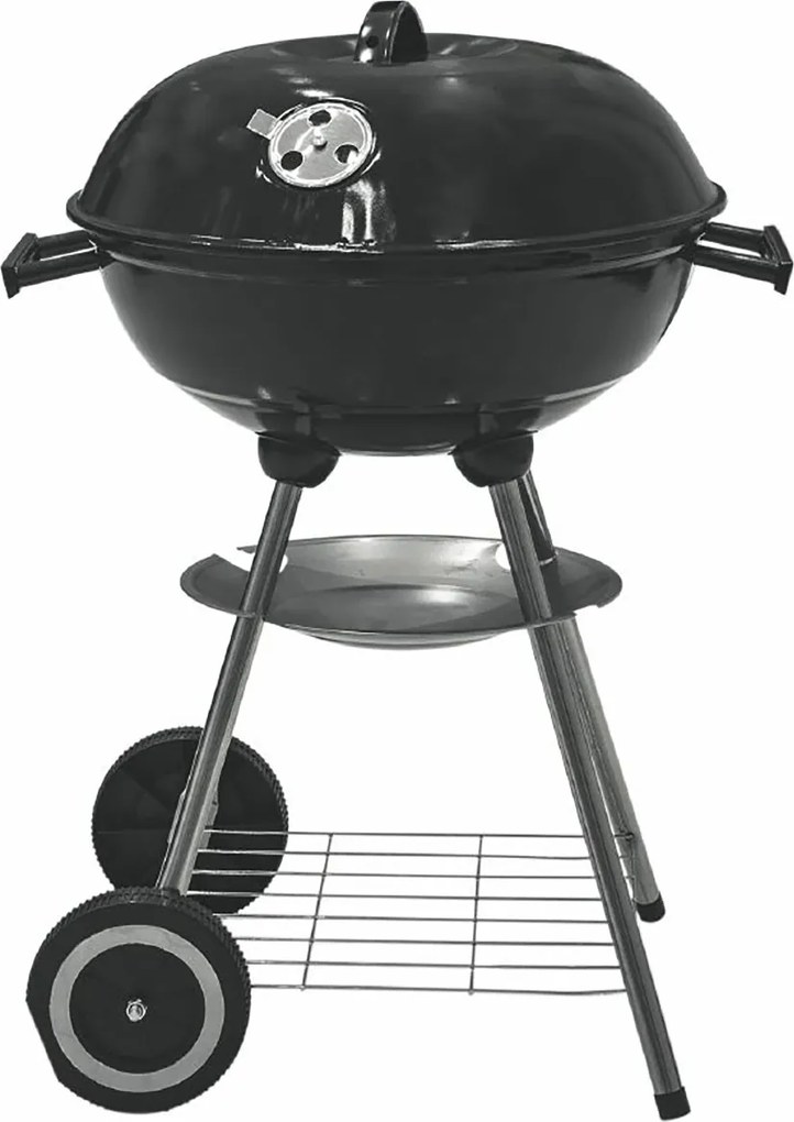 Barbecue a Carbone Carbonella 50x44,5x69 cm con Coperchio e Ruote Struttura in Acciaio Nero...