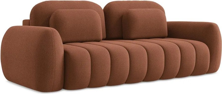 Divano color terracotta allungabile/con contenitore con rivestimento in bouclé 266 cm Pele – Makamii