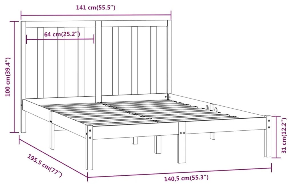 Giroletto in Legno Massello 135x190 cm Small Double