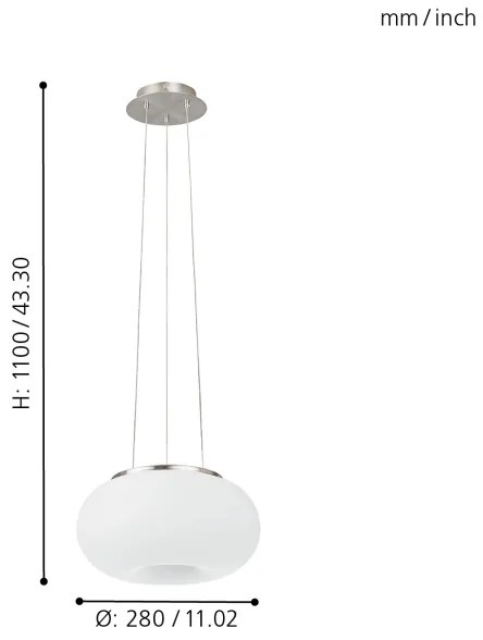 EGLO 86813 - Lampadario a sospensione con filo OPTICA 2xE27/60W