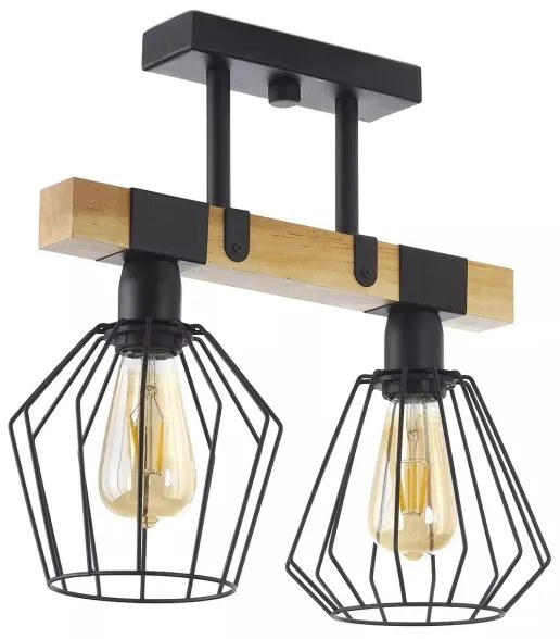 Lampadario a plafone CAMERUN 2xE27/60W/230V nero/legno