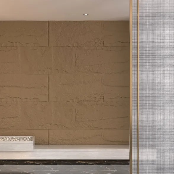 Pannello decorativo effetto roccia pietra 3D set 10 pz 7,2 mt2 rivestimento murale in PU 120 x 60 x 3 Tufo