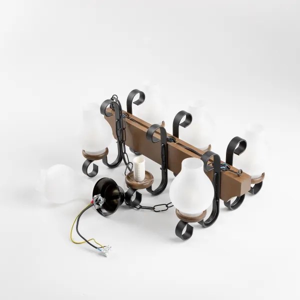 Brilagi - Lampadario a sospensione con catena QUEEN 6xE14/40W/230V faggio/noce