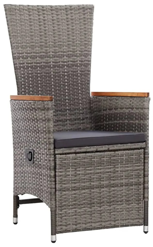 Set mobili da pranzo da giardino 9 pz con cuscini grigio