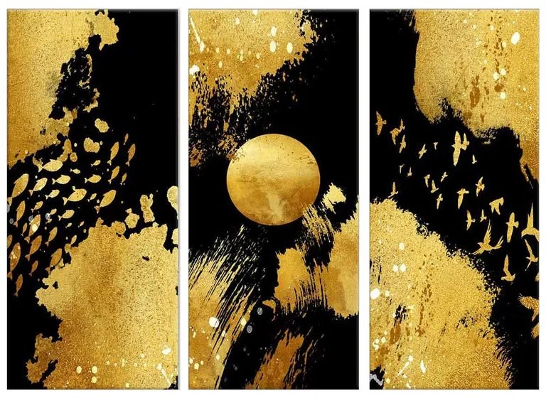 Quadro su tela Gold nature, multicolore 150 x 100 cm
