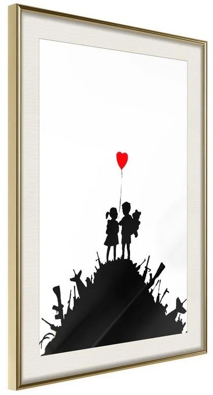 Poster  Banksy: Kids on Guns  Cornice Quadri Cornice d'oro con passe-partout, Larghezza x Altezza Home decor 20x30