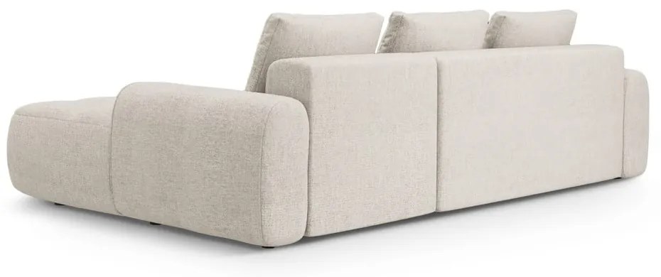Divano angolare beige allungabile/con contenitore (con penisola a destra/con chaise lounge) Linz – Cosmopolitan Design