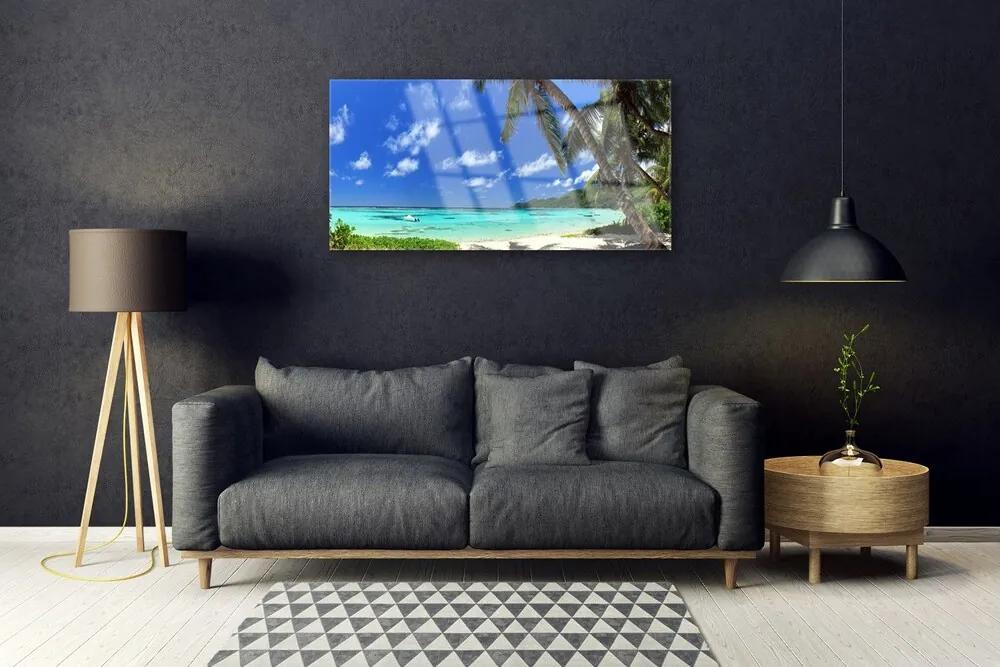 Quadro vetro Palm Tree Sea Landscape 100x50 cm
