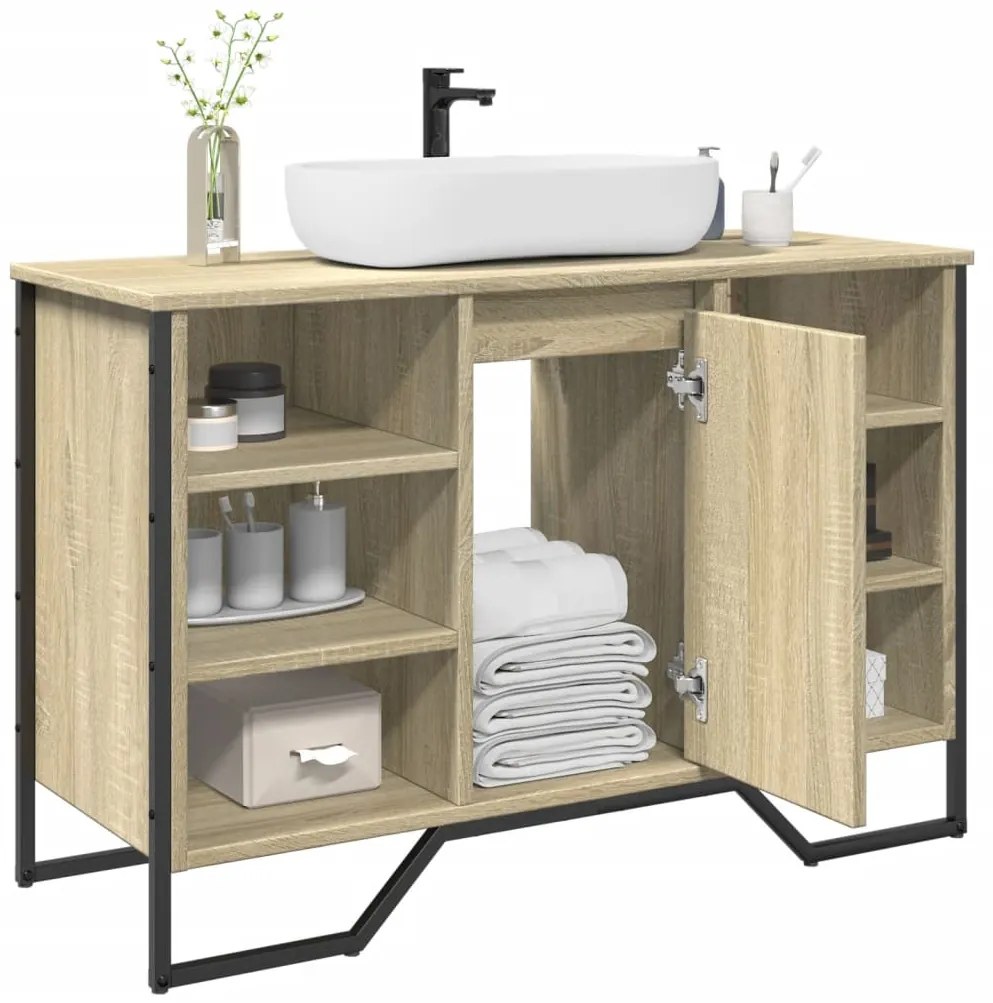 Mobile Lavabo Bagno Rovere Sonoma 91x35x60 Cm İn Truciolato /